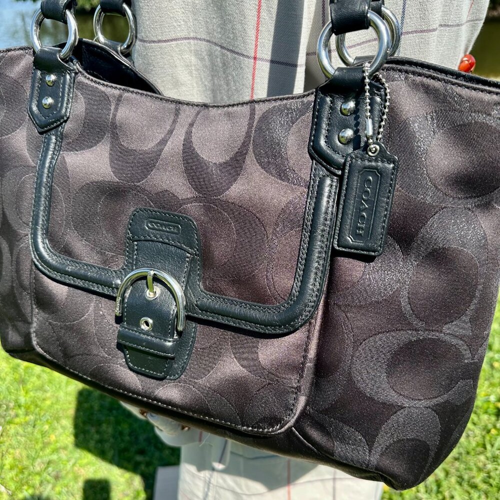 SOLD NWT COACH Campbell Belle Signature Lurex Carryall Shoulder Tote Black 26246 - Picture 1 of 16
